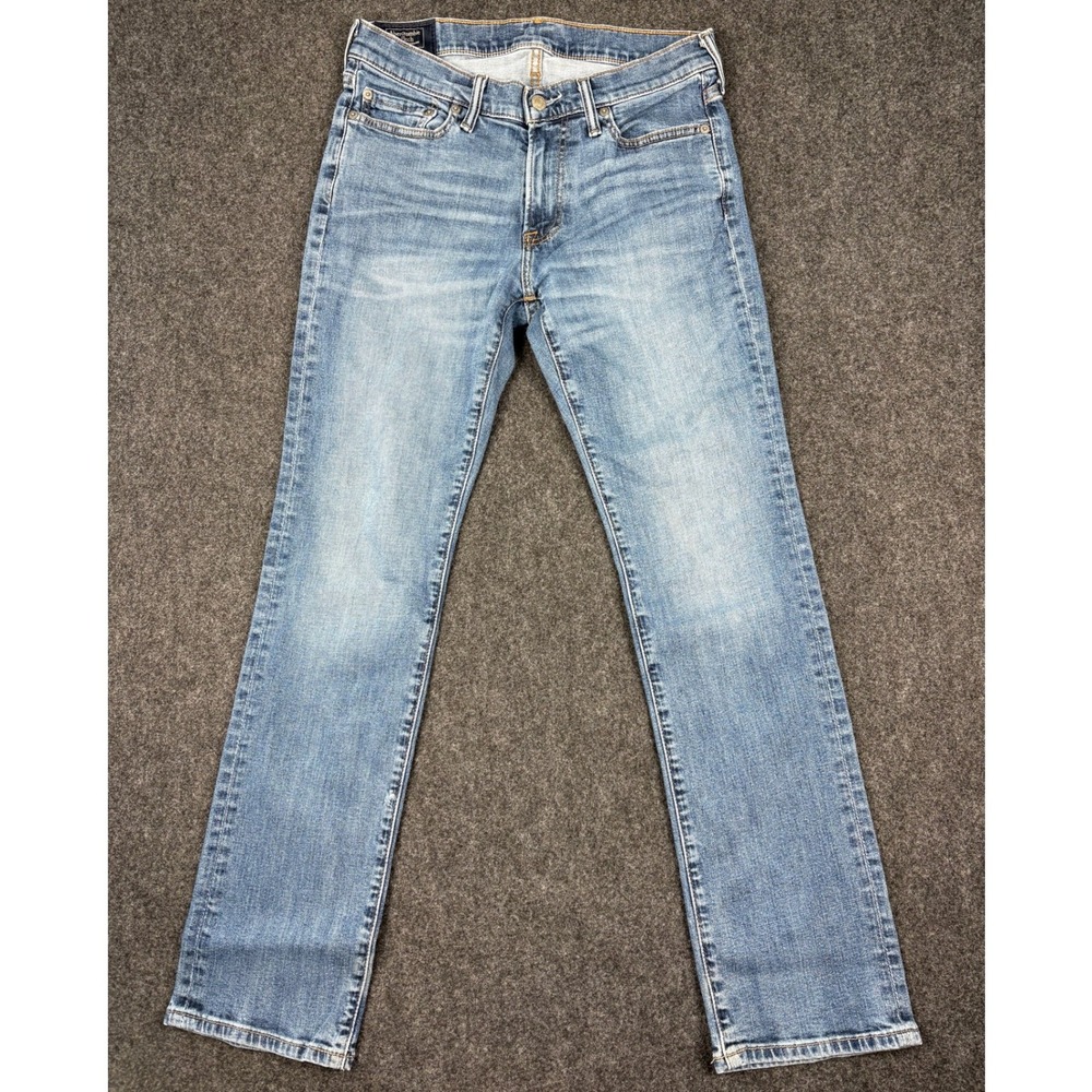 Abercrombie & Fitch Kennan Straight Leg Jeans Mens 30x32 (29x29.5) Blue Stretch